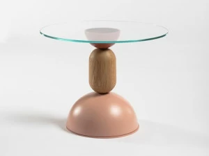 Medulum Низкий круглый журнальный столик из лакированного дерева со стеклянной столешницей Rondò Ron.x