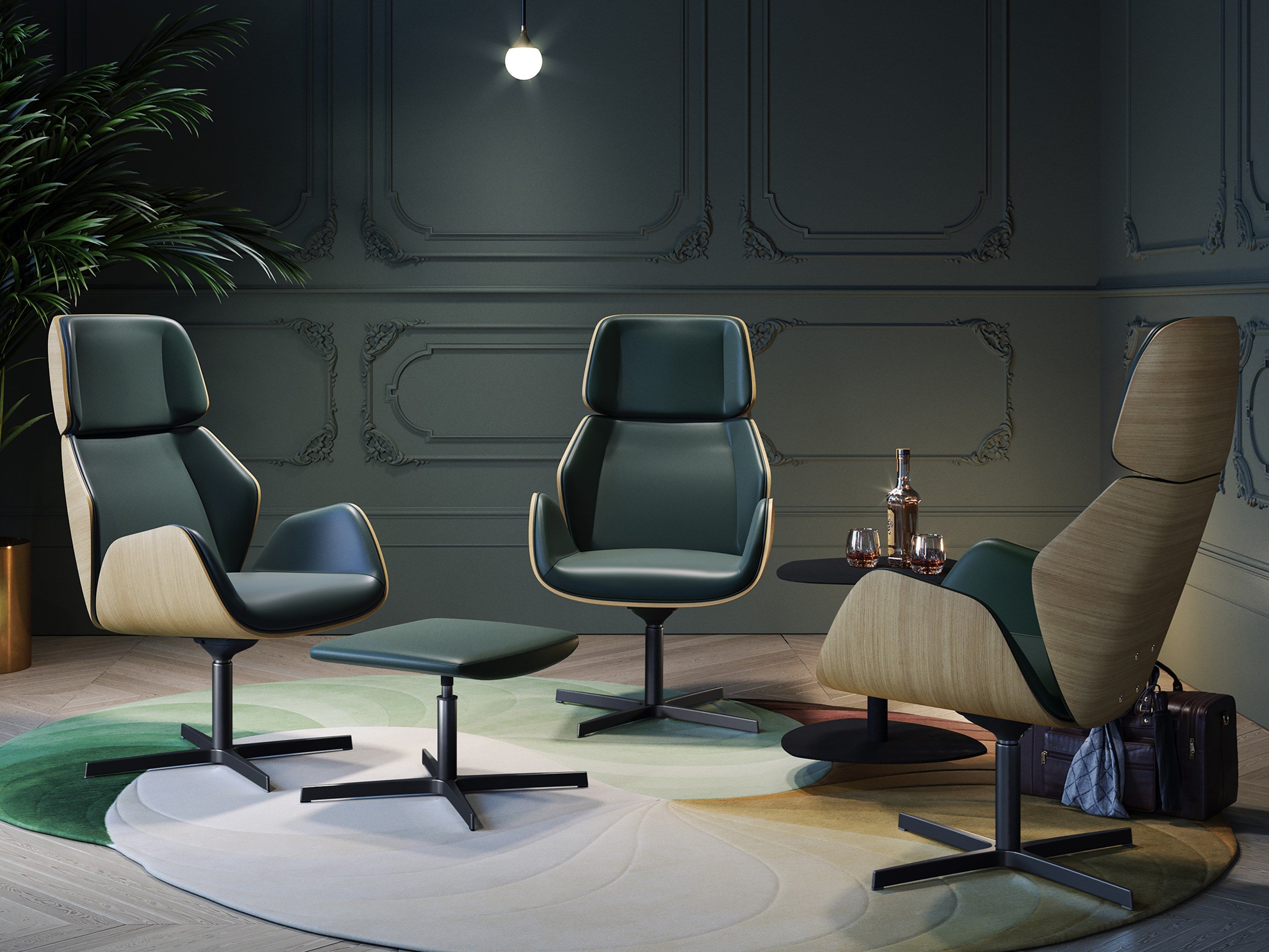 4-спицевое вращающееся офисное кресло SITLOSOPHY® Haiku Wood ARCH-00010723 - Вид №2