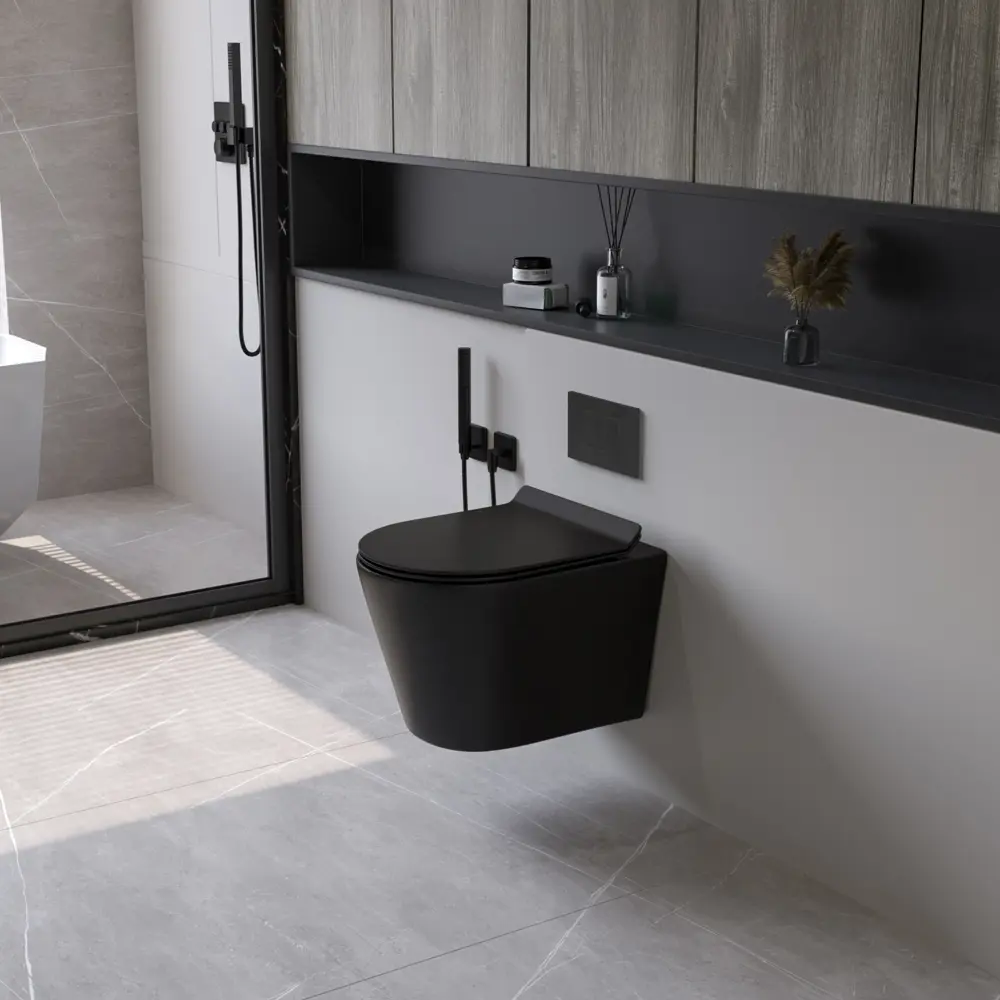 Комплект инсталляция с унитазом Culto Bruno с кнопкой цвет черный матовый STLM-2167035 - Вид №5