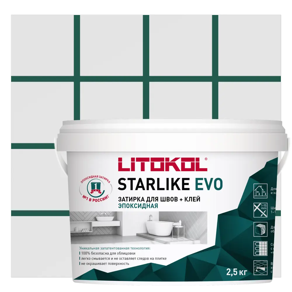 90219280 Затирка эпоксидная Litokol Starlike Evo S.430 цвет зелёная хвоя 2.5 кг STLM-0136570