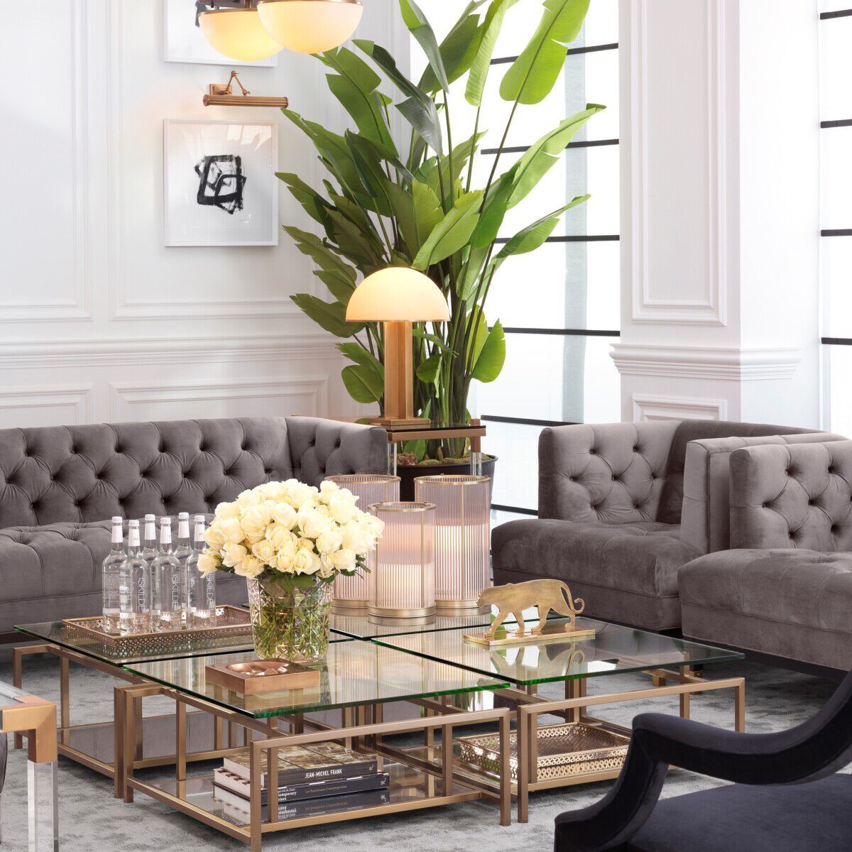 Стеклянная и металлическая светодиодная настольная лампа Eichholtz BERKLEY ARCH-00006018