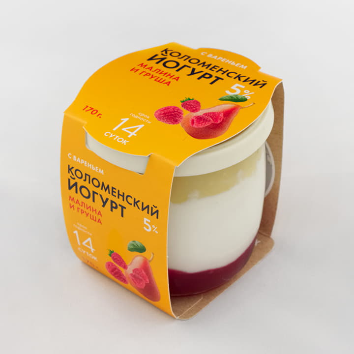 Йогурт из сливок Коломенский Малина-Груша 5% Коломенское молоко 170 г БЗМЖ Santreyd 13909