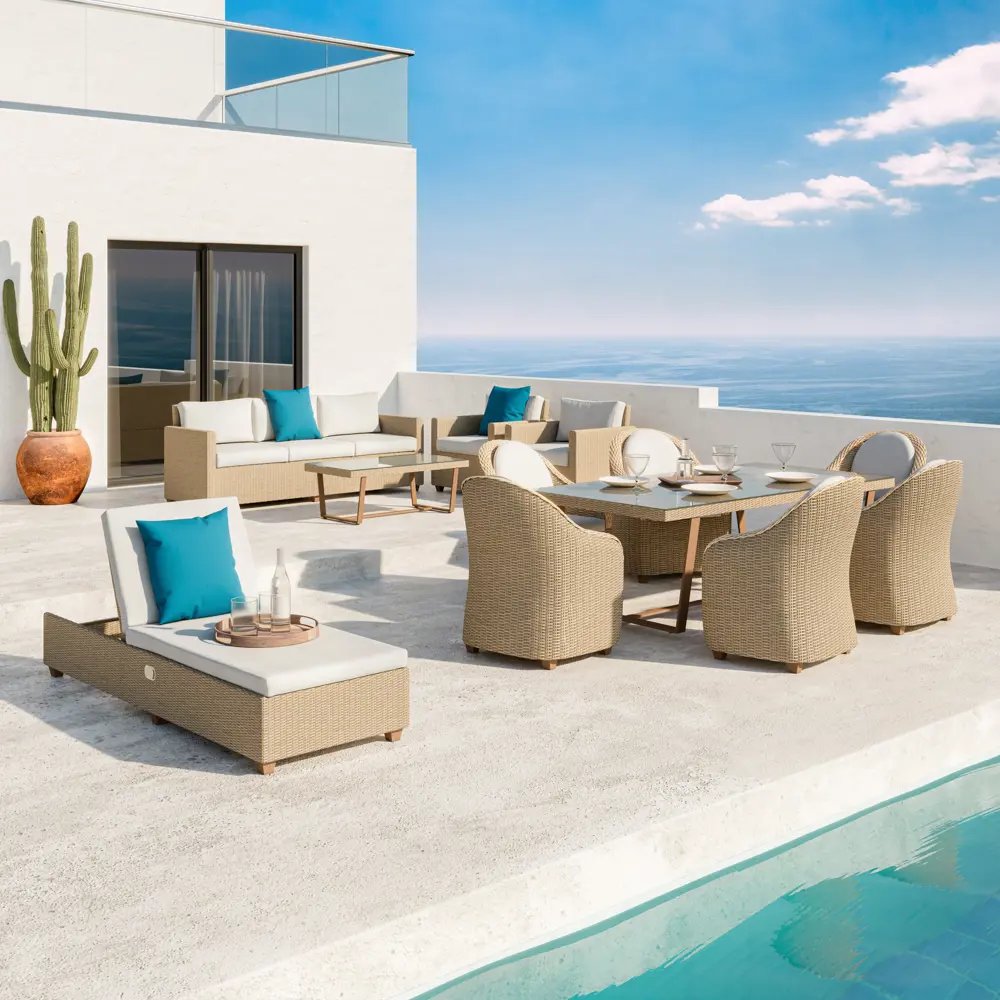 Стол садовый NATERIAL Medena с ротанговым плетением и стеклянной столешницей 82509552 STLM-0028915 - Вид №12