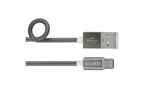 17458482 Дата-Кабель USB-microUSB PVC /Nylon, цвет- SpGray, 2м, B210, 57756 Interstep