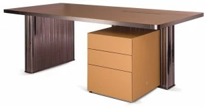 Paolo Castelli Прямоугольный стол с ящиками из кожи и металла Nettuno