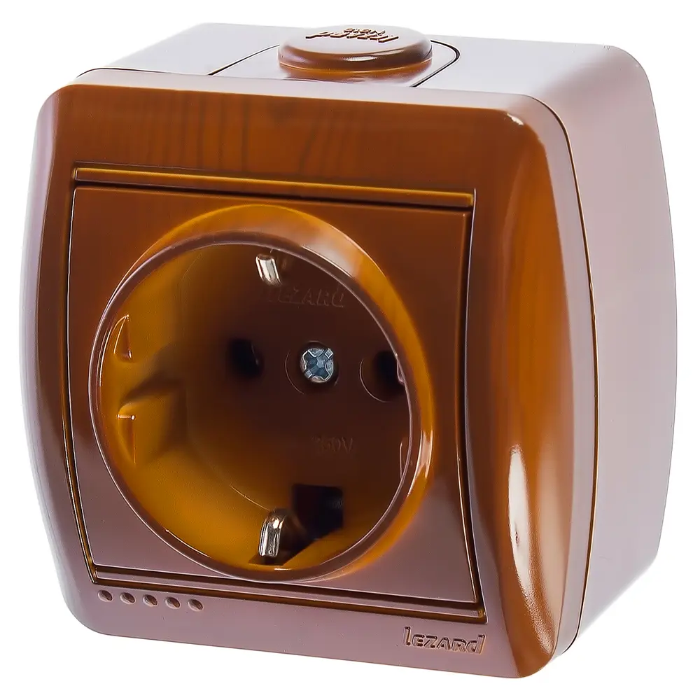 Розетка накладная Lezard Nata с заземлением, цвет сосна STLM-2169044 - Вид №1