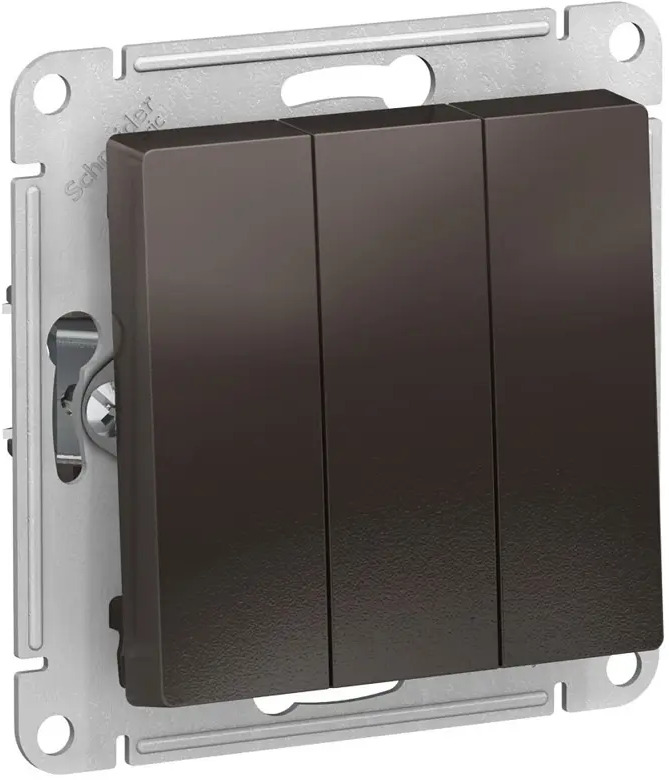 91586284 Выключатель встраиваемый Systeme electric AtlasDesign 247093 3 клавиши цвет мокко STLM-1106777