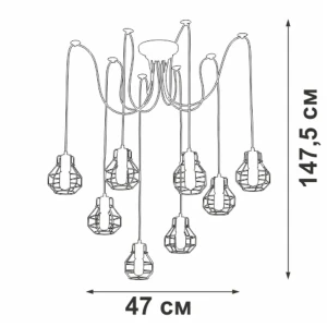 Люстра подвесная Vitaluce V4884-7_8s 8 лампы 24 м² цвет коричневый