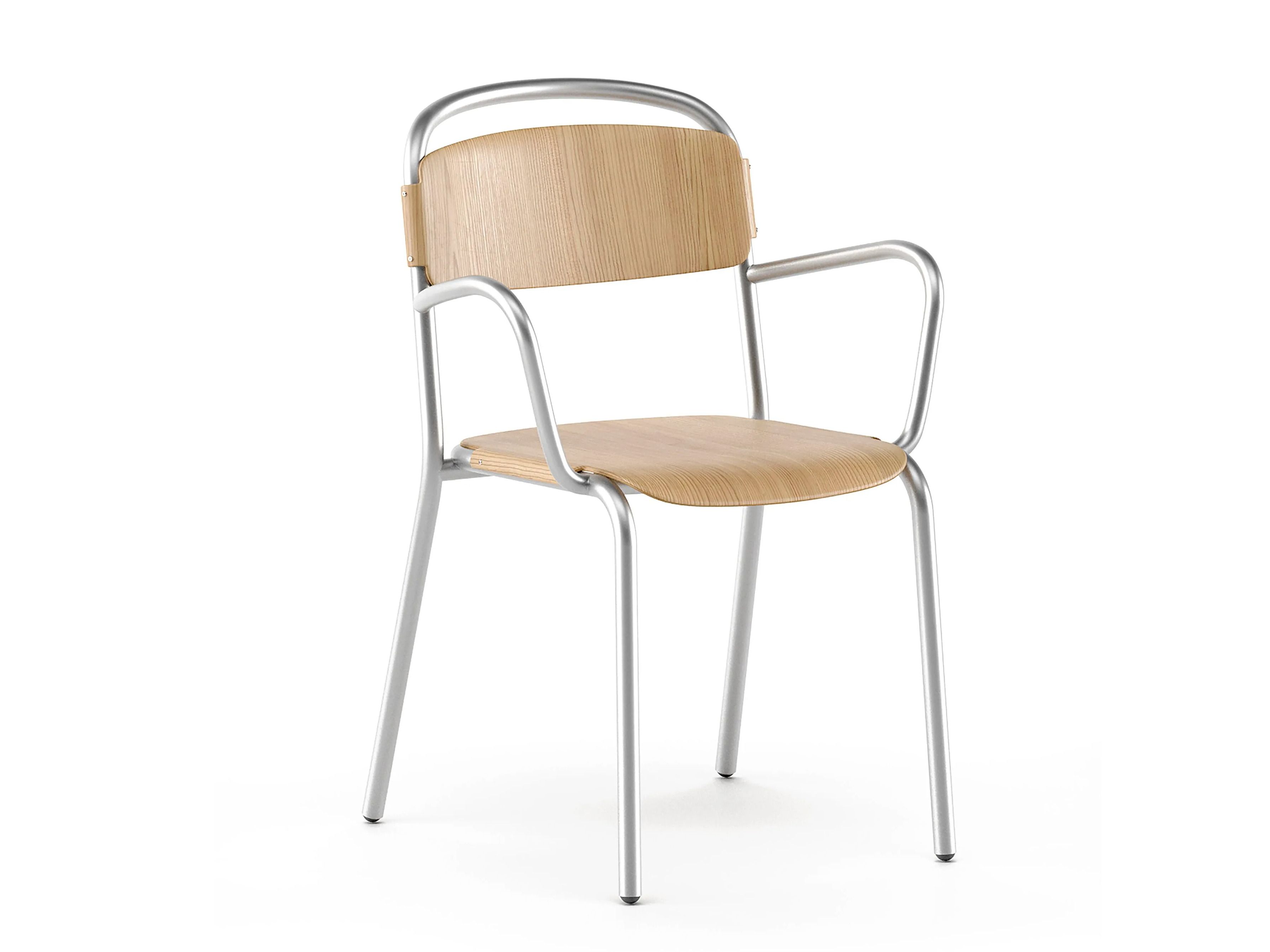 Штабелируемый стул из стали и дерева с подлокотниками Infiniti Skol ARCH-00034018 - Вид №1