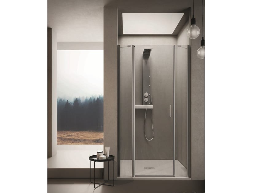 Стеклянная нишевая душевая кабина с распашной дверью INDA® Claire design ARCH-00069118