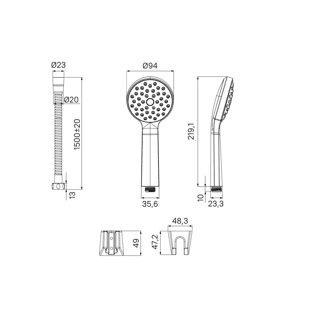 IDDIS Buena — душевой комплект с лейкой и держателем в сатиновом серебре 89349141 STLM-1584305 - Вид №4