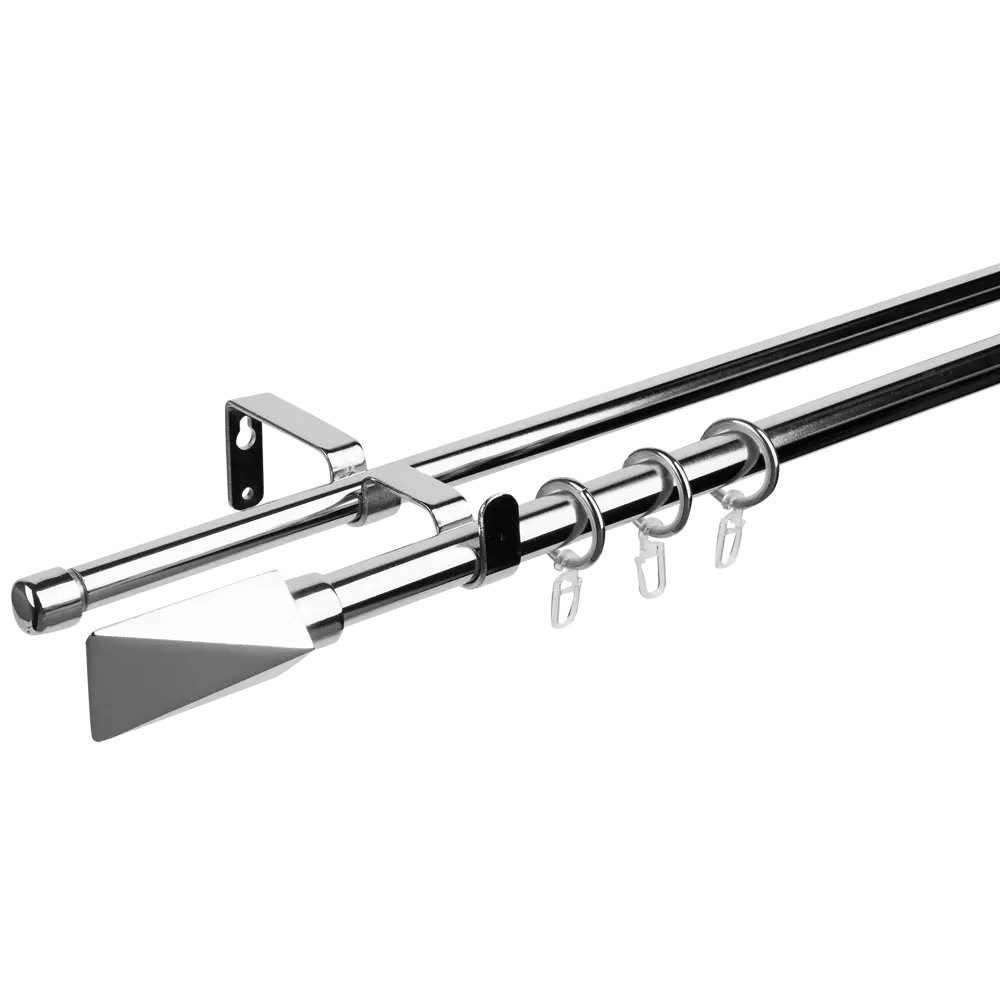 Карниз двухрядный раздвижной Inspire Грани 160-300 см цвет хром STLM-2095334