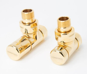 5991990301055 Cordivari, комплект клапанов "ELEGANT" с ручной регулир., для м/п труб, цвет полир. золото