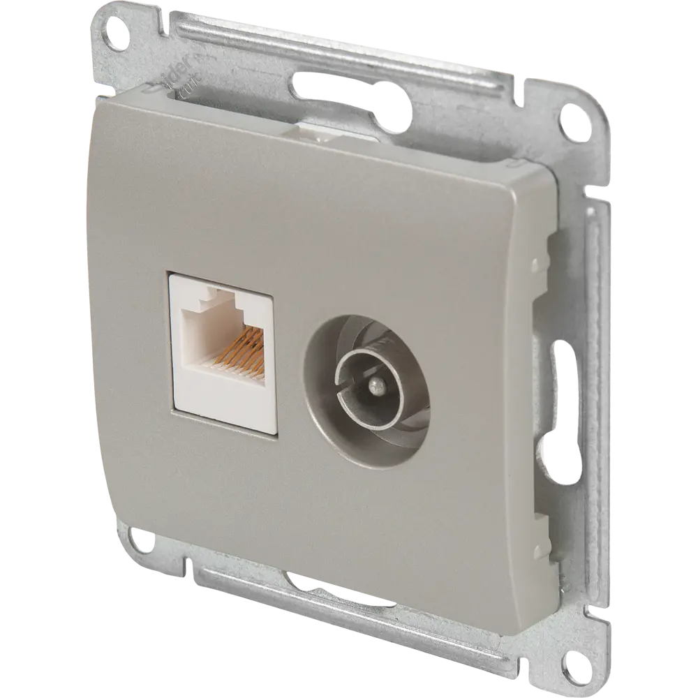 Schneider Electric Glossa — Двойная розетка RJ45+TV для скрытого монтажа 84693608 STLM-0053752 - Вид №1