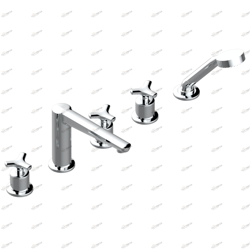 G9A-1132H Bath/shower set with high spout, 2 x 3/4" valves, rim mounted ceramic mixer tap with progressive cartridge & rim mounted handshower set Thg-paris System métal lisse Хром G9A 1132H  A02 CAT.A