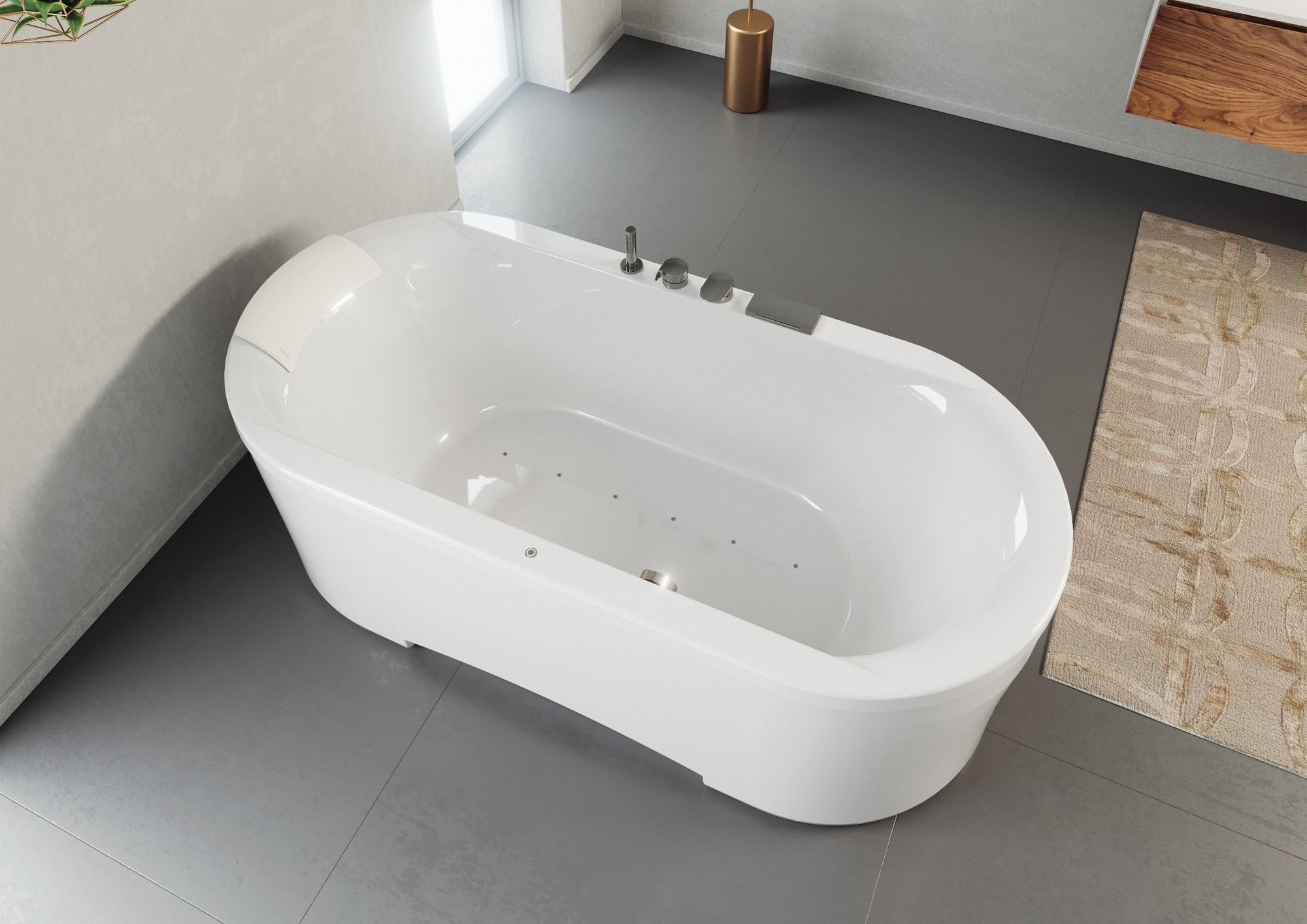 Ванна в центре овальной комнаты с джакузи Kinedo очевидный ARCH-00021955