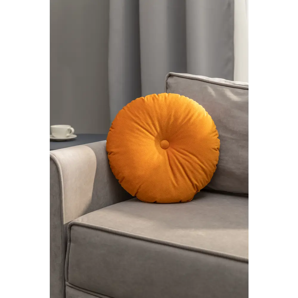 Подушка с пуговицей Грид ø37 см цвет бронзовый LINEN WAY STLM-2078933 - Вид №3