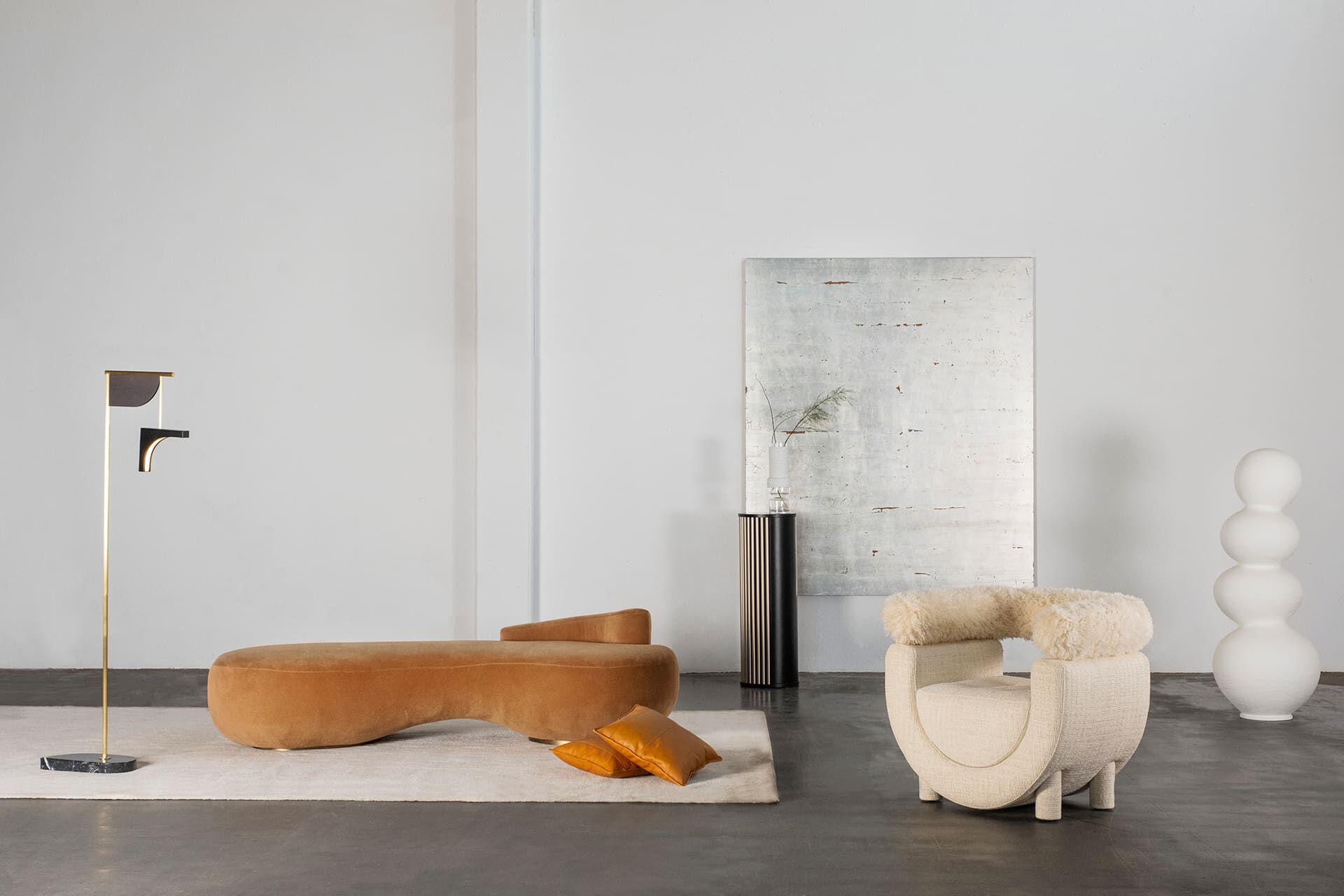 Латунный светодиодный торшер с мраморным основанием Greenapple OPPOSITE ARCH-00072516 - Вид №11