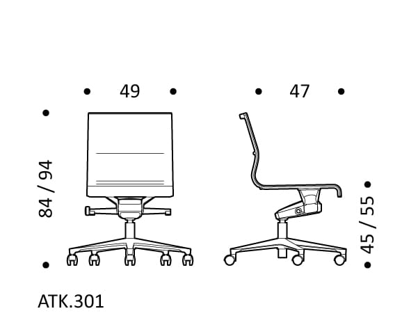5 спиц подлокотник ткань поворотный операционный стул офис ICF Stick Chair ARCH-00098500 - Вид №8