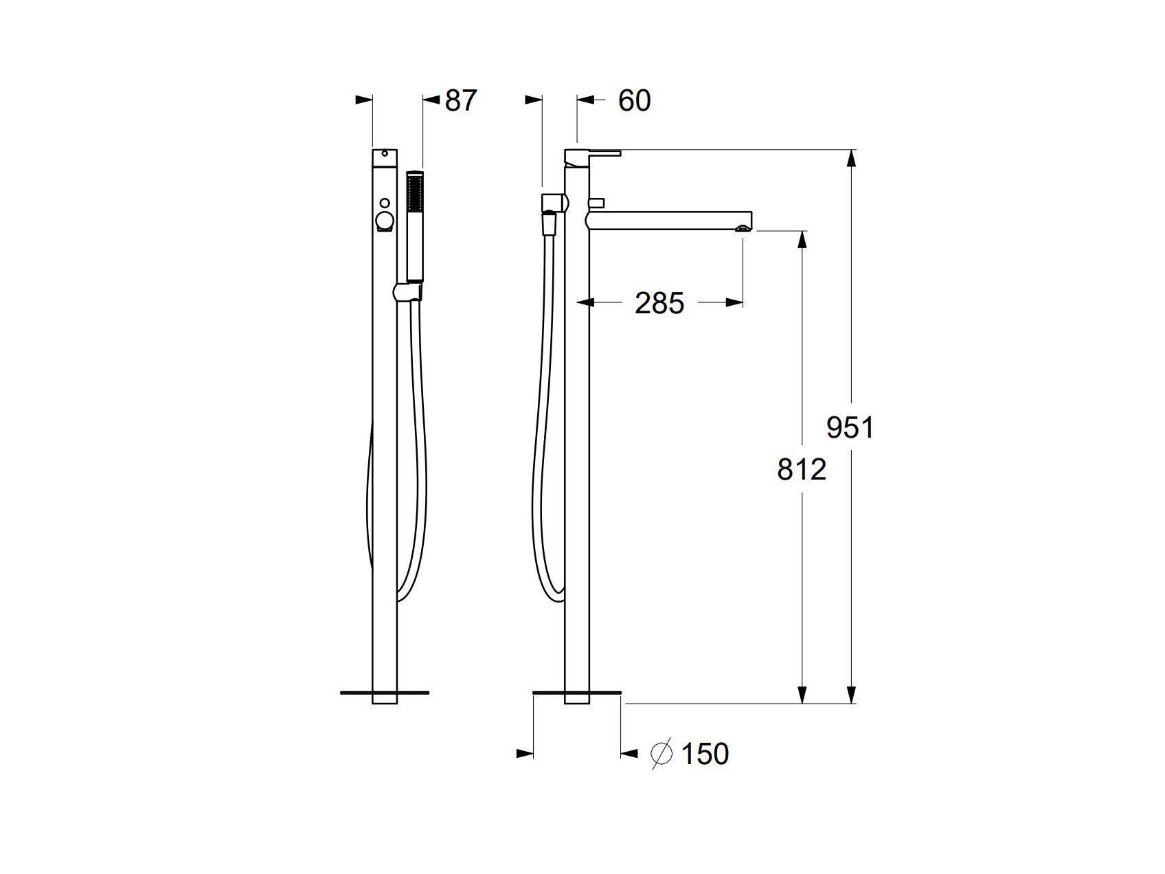 Однорычажный смеситель для ванны с ручным душем GUGLIELMI RUBINETTERIE Sprint ARCH-00145559 - Вид №3