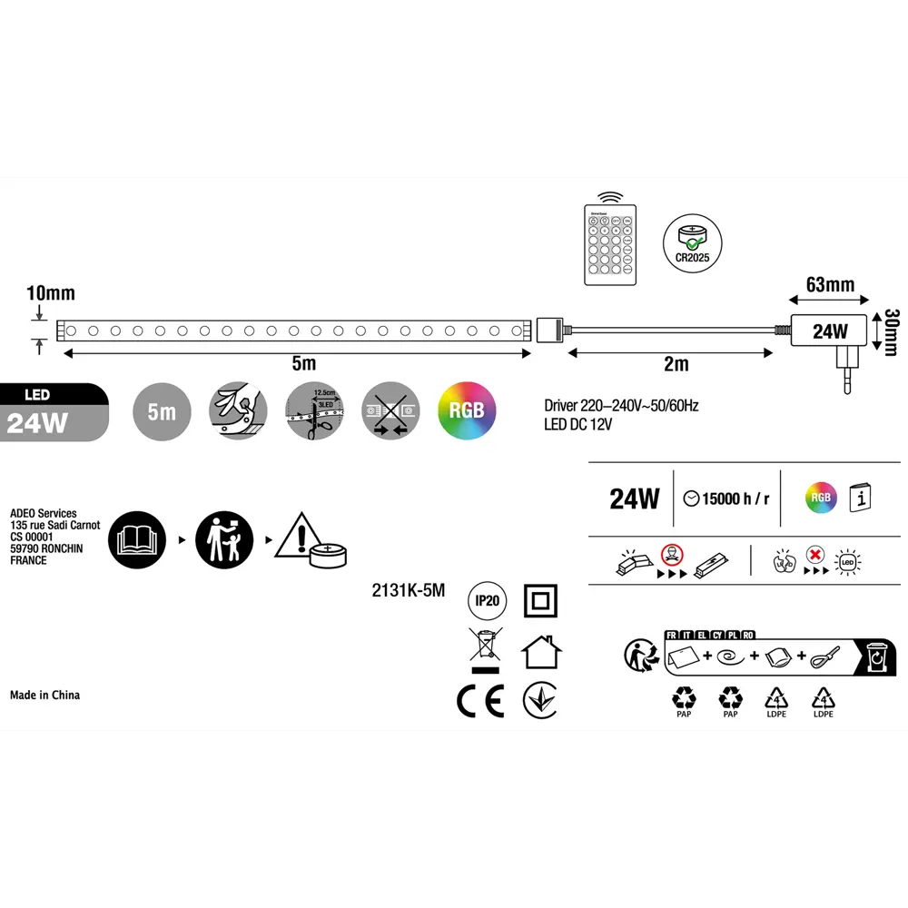 Набор светодиодной ленты 5 м 24 Вт изменение цветов RGB 85539812 STLM-2126945 Santreyd  - Вид №8