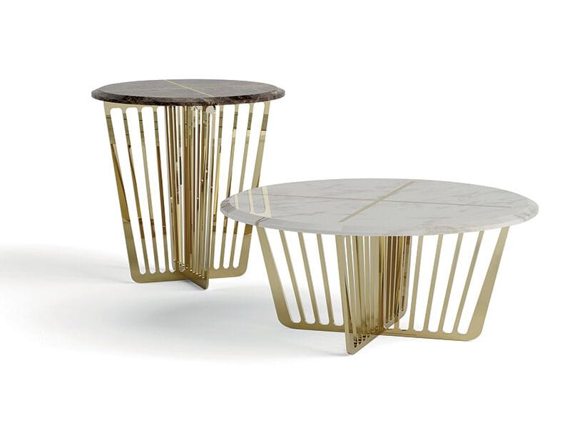 Круглый металлический и мраморный журнальный столик Vittoria Frigerio Alfieri ARCH-00095290