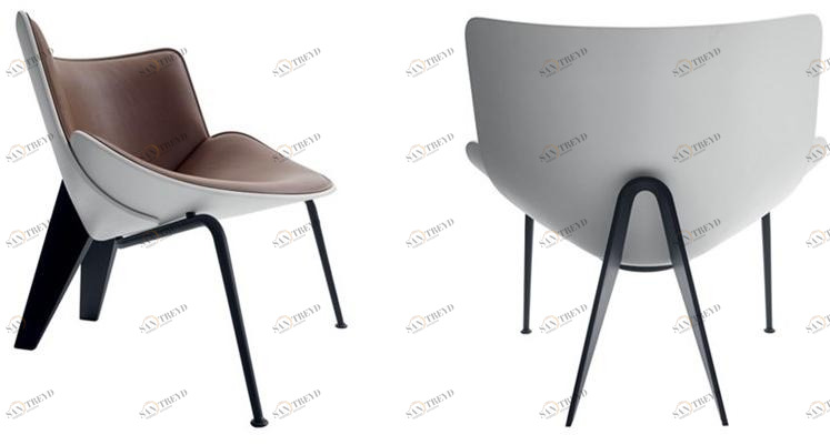 B&B Italia Кожаное кресло с жесткой полиуретановой оболочкой  Dm77 