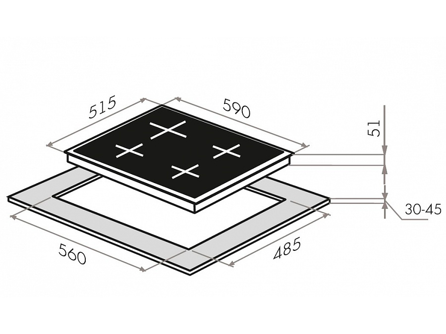 8185453 Газовая варочная поверхность HOMSair HGG646WH STDN-0150133 - Вид №6