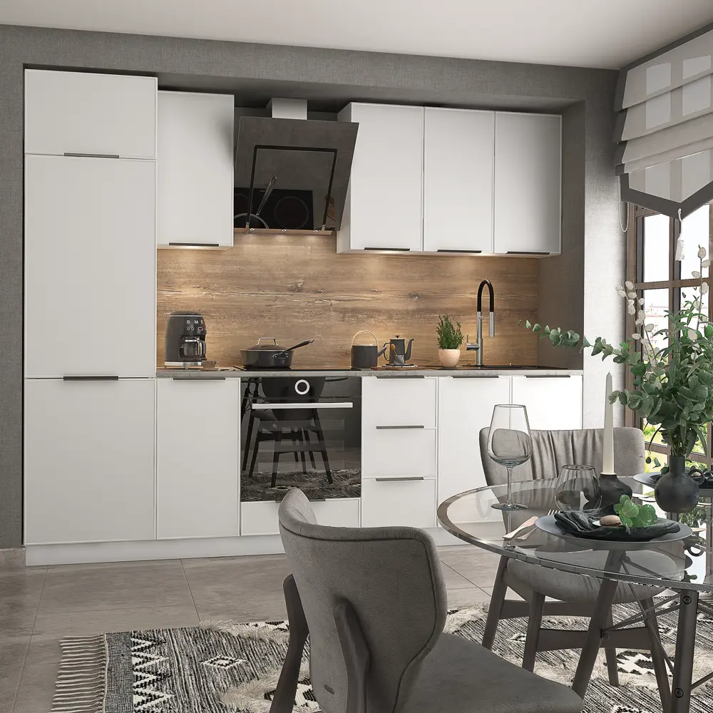 Фасад кухонный DELINIA ID Инта белый с геометрической филенкой 79.7×12.5 см 89340155 STLM-0877212 - Вид №4