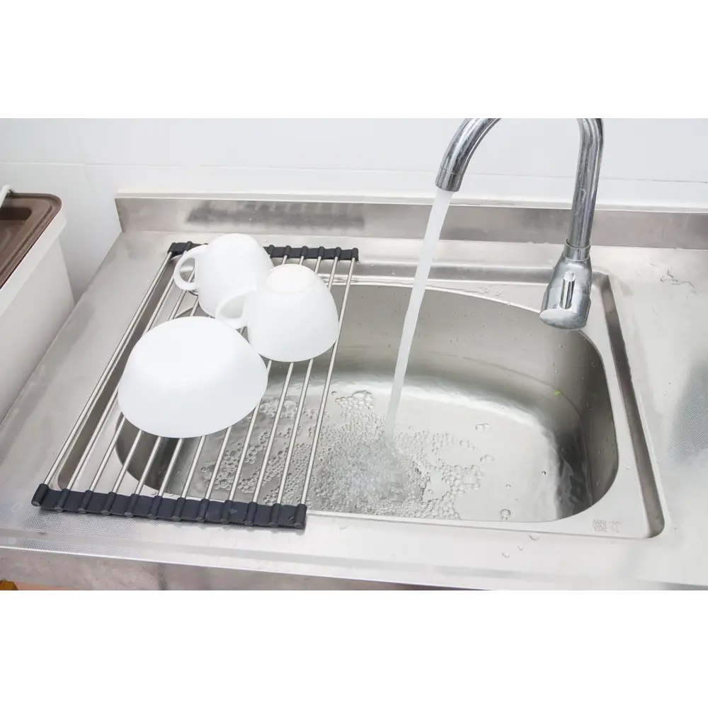 Подставка под горячее и решётка на мойку NEO 40x24 см нержавеющая сталь цвет чёрный хром Santreyd STLM-2133979 - Вид №2