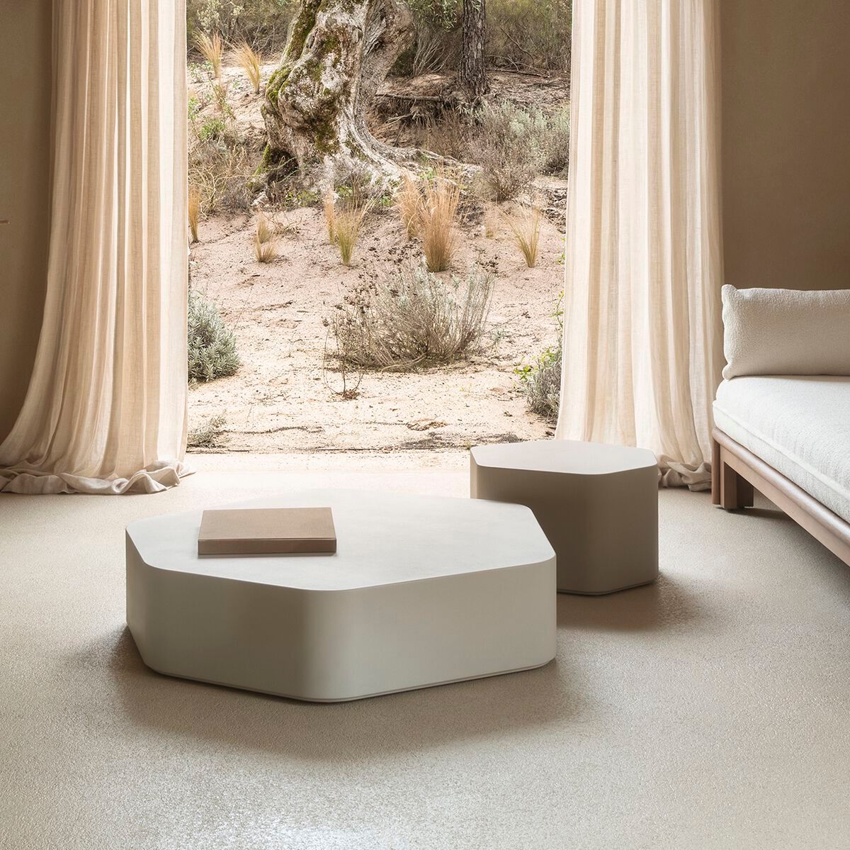 Низкий шестиугольный журнальный столик из МДФ EXPORMIM Talo ARCH-00090138