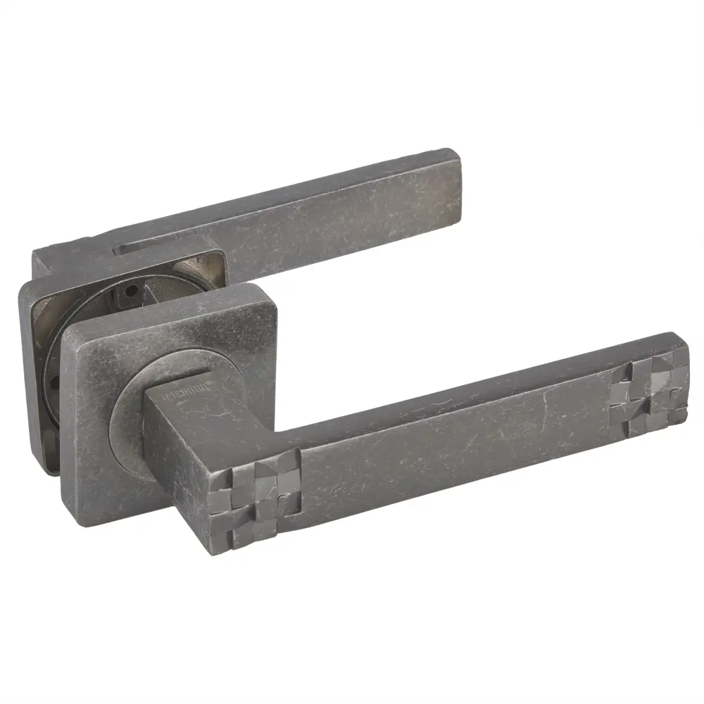 Ручки дверные на розетке Renz DH 77-02, ЦАМ, цвет античное серебро STLM-2125130 - Вид №1