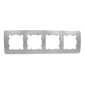Рамка для розеток и выключателей Hegel 4 поста цвет серебро