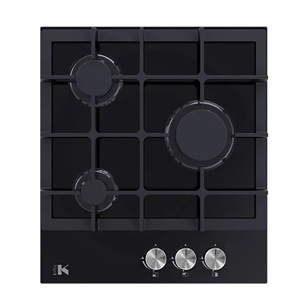 Газовая варочная панель Kitll KGG 4501 BLACK 45 см 3 конфорки цвет чёрный STLM-2169882 - Вид №1