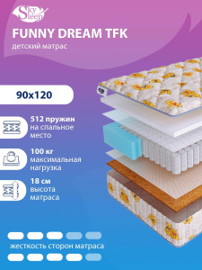 90854884 Матрас FUNNY Dream TFK 90x120 см независимый пружинный блок STLM-0412155 SKYSLEEP