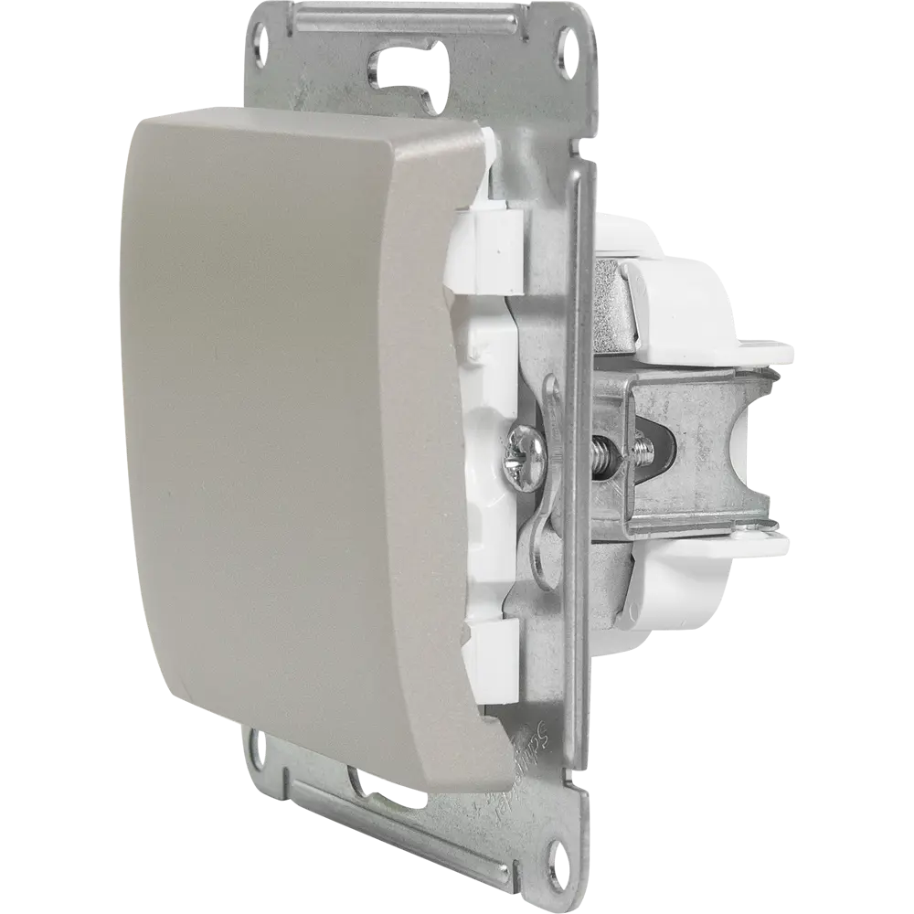 Выключатель проходной встраиваемый Systeme Electric Glossa СХ6 1 клавиша цвет платиновый STLM-2093348 - Вид №4