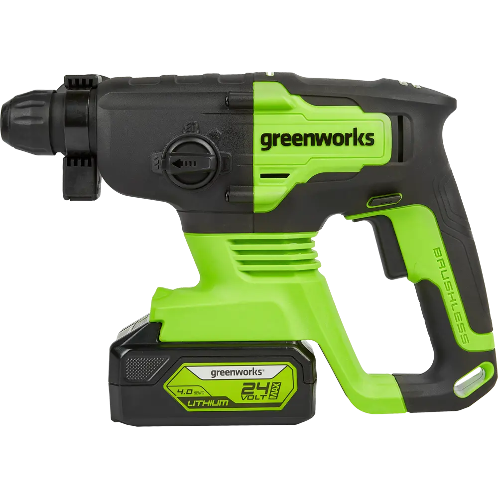 Перфоратор аккумуляторный бесщеточный SDS-plus Greenworks GD24SDS2, 24 В Li-Ion 4 Ач, 2 Дж STLM-2080321 - Вид №1