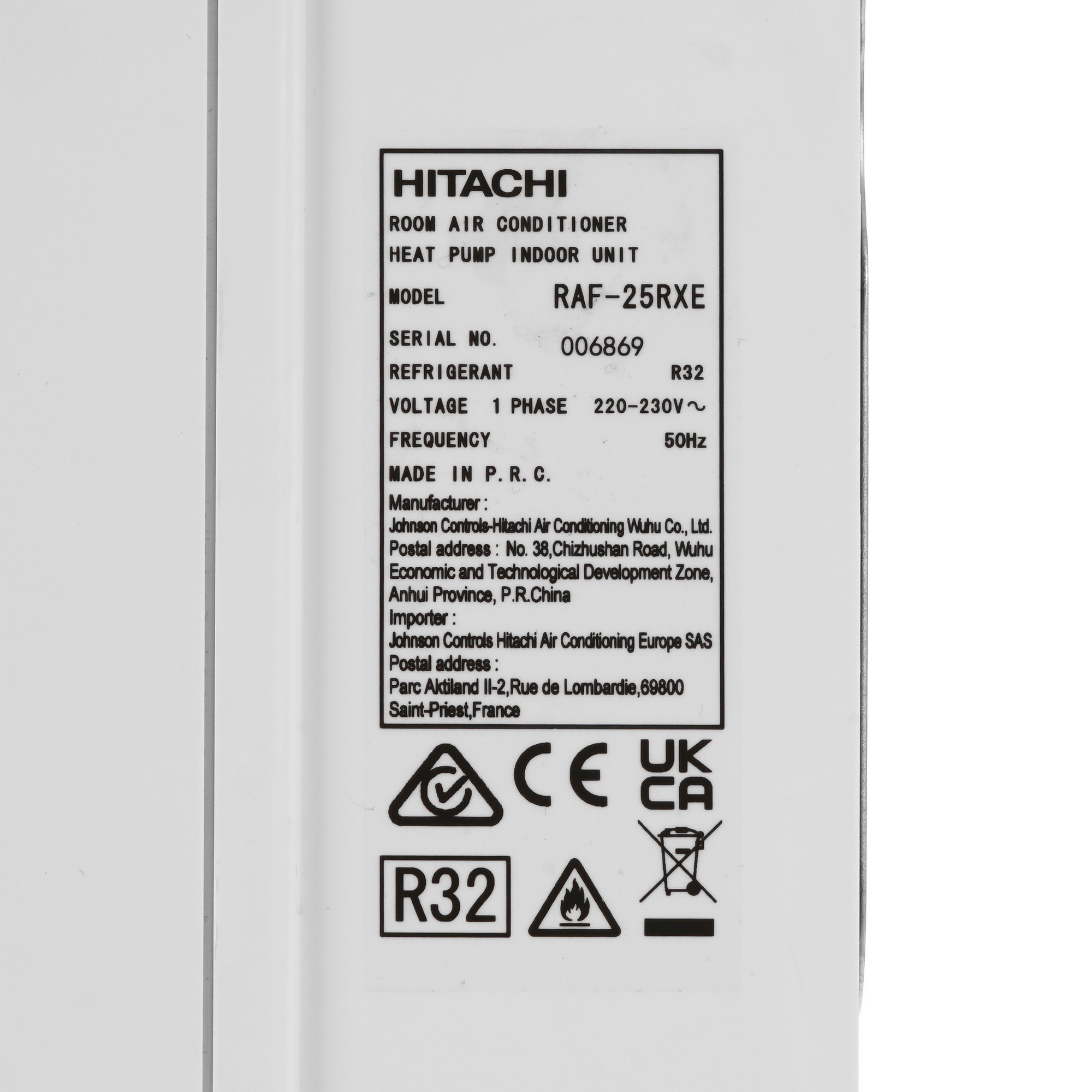 9973724 Кондиционер напольный сплит-система Hitachi RAF-25RXE белый STDN-0040675 - Вид №4