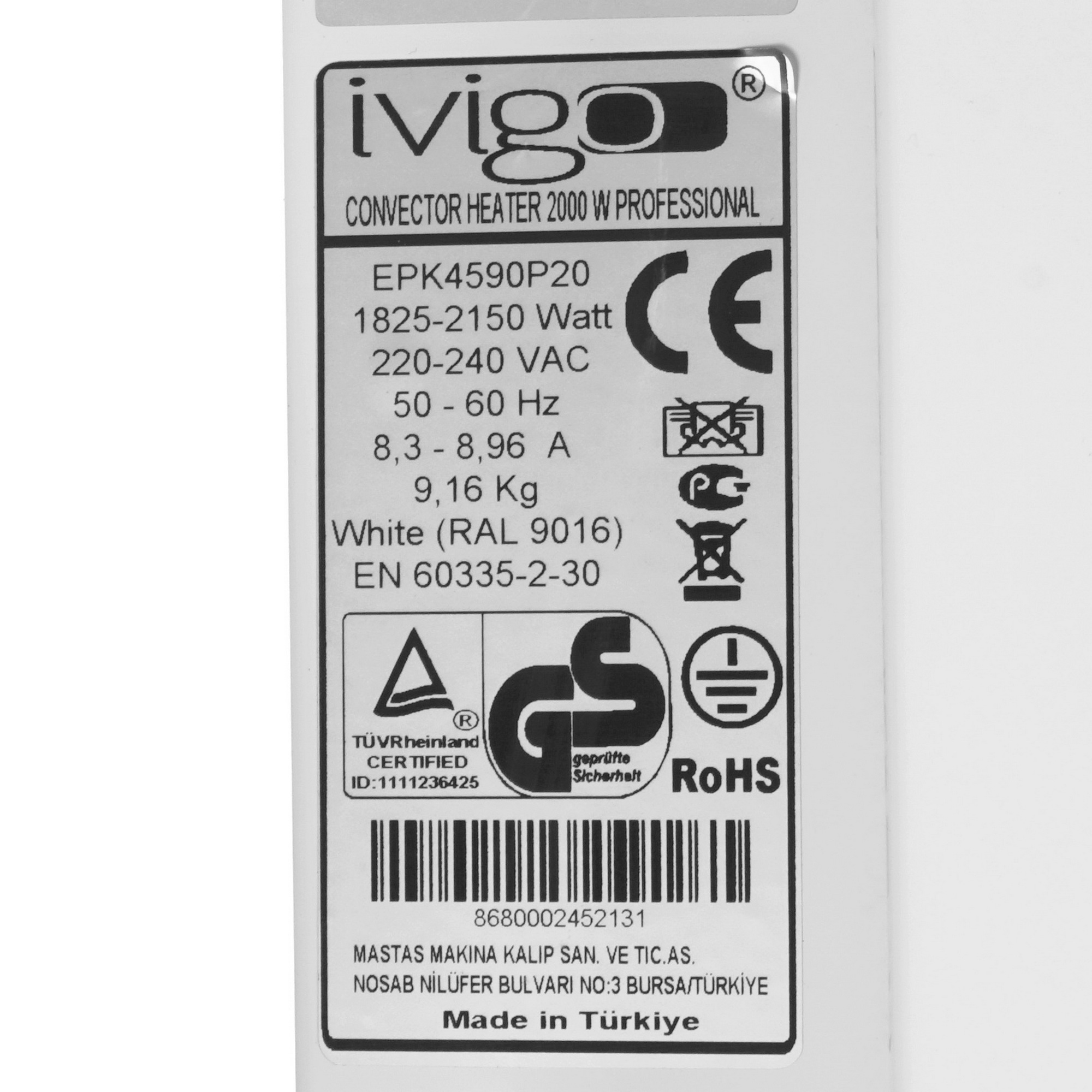 9935448 Конвектор iVigo EPK4590P20 STDN-0060699 - Вид №4