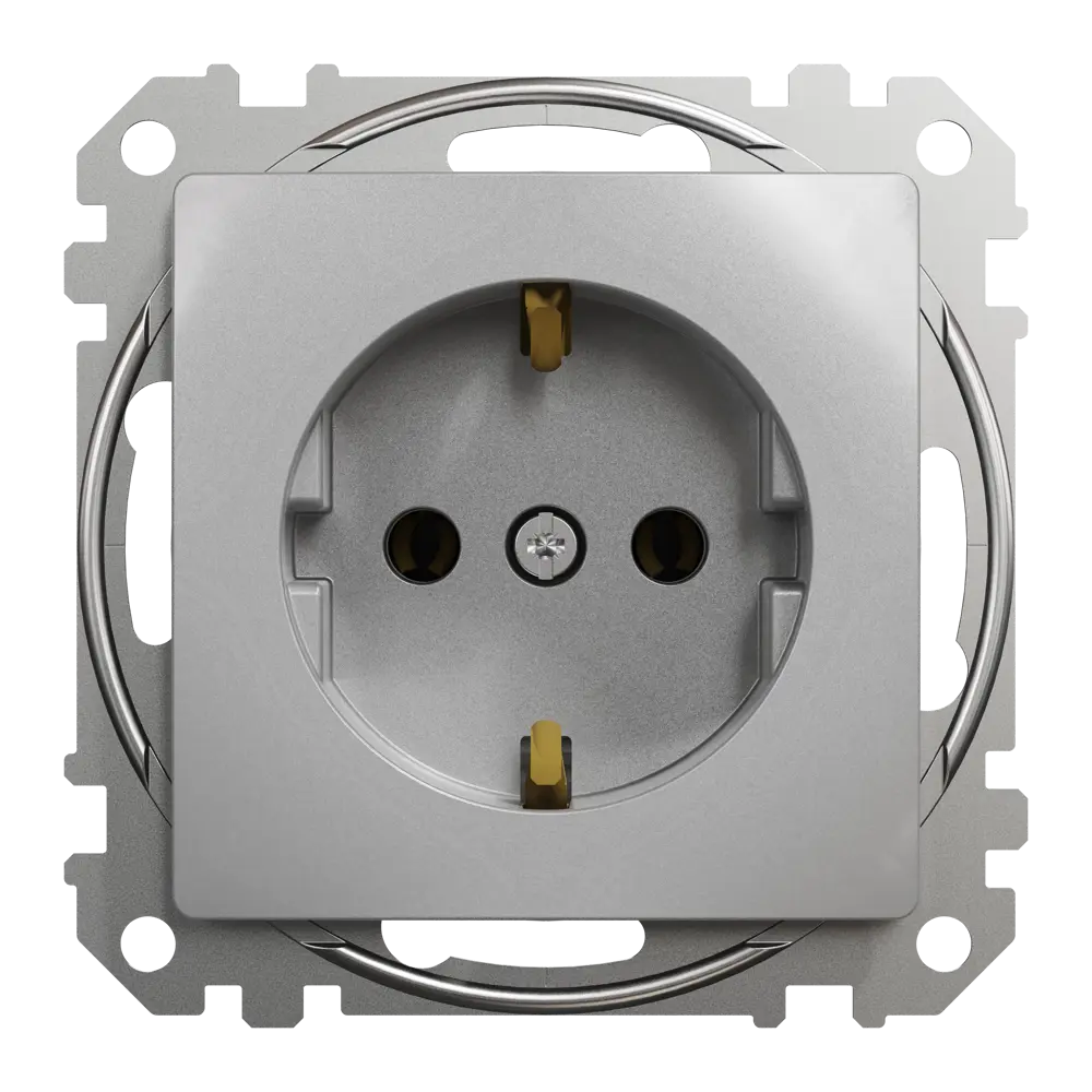 Розетка встраиваемая Systeme Electric Sedna Design с заземлением, цвет алюминий STLM-2134718