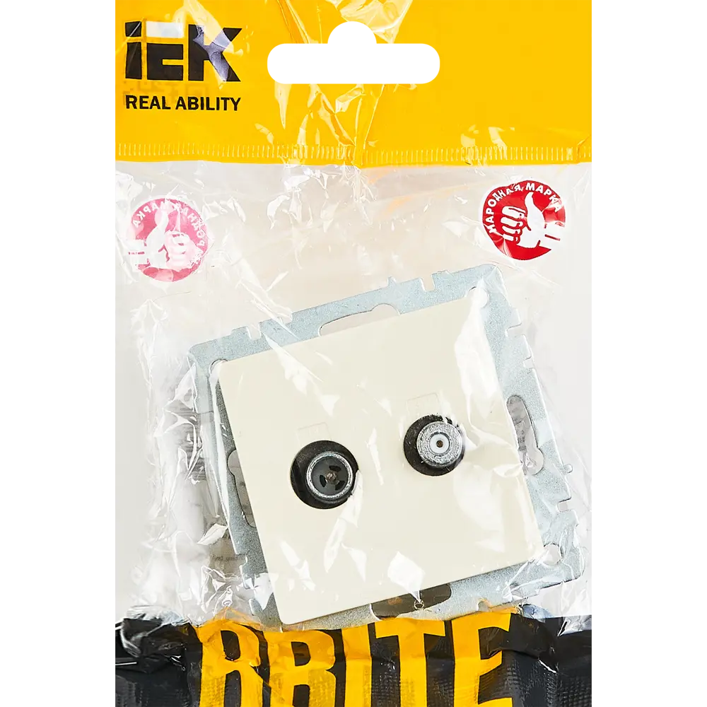 Розетка TV двойная IEK Brite для скрытого монтажа в бежевом цвете 87761516 STLM-1112242 - Вид №4