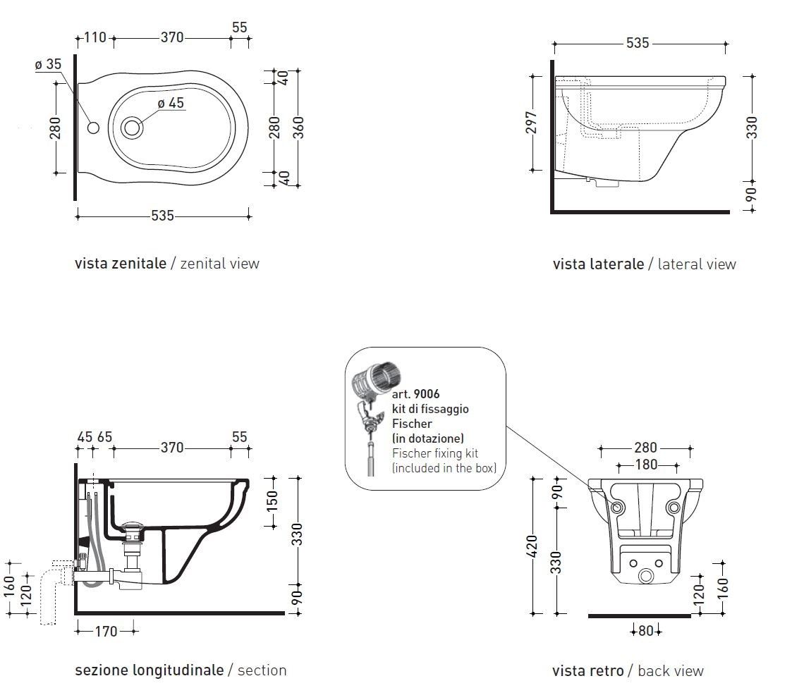 Керамическое подвесное биде Ceramica Flaminia Efi ARCH-00120744 - Вид №1