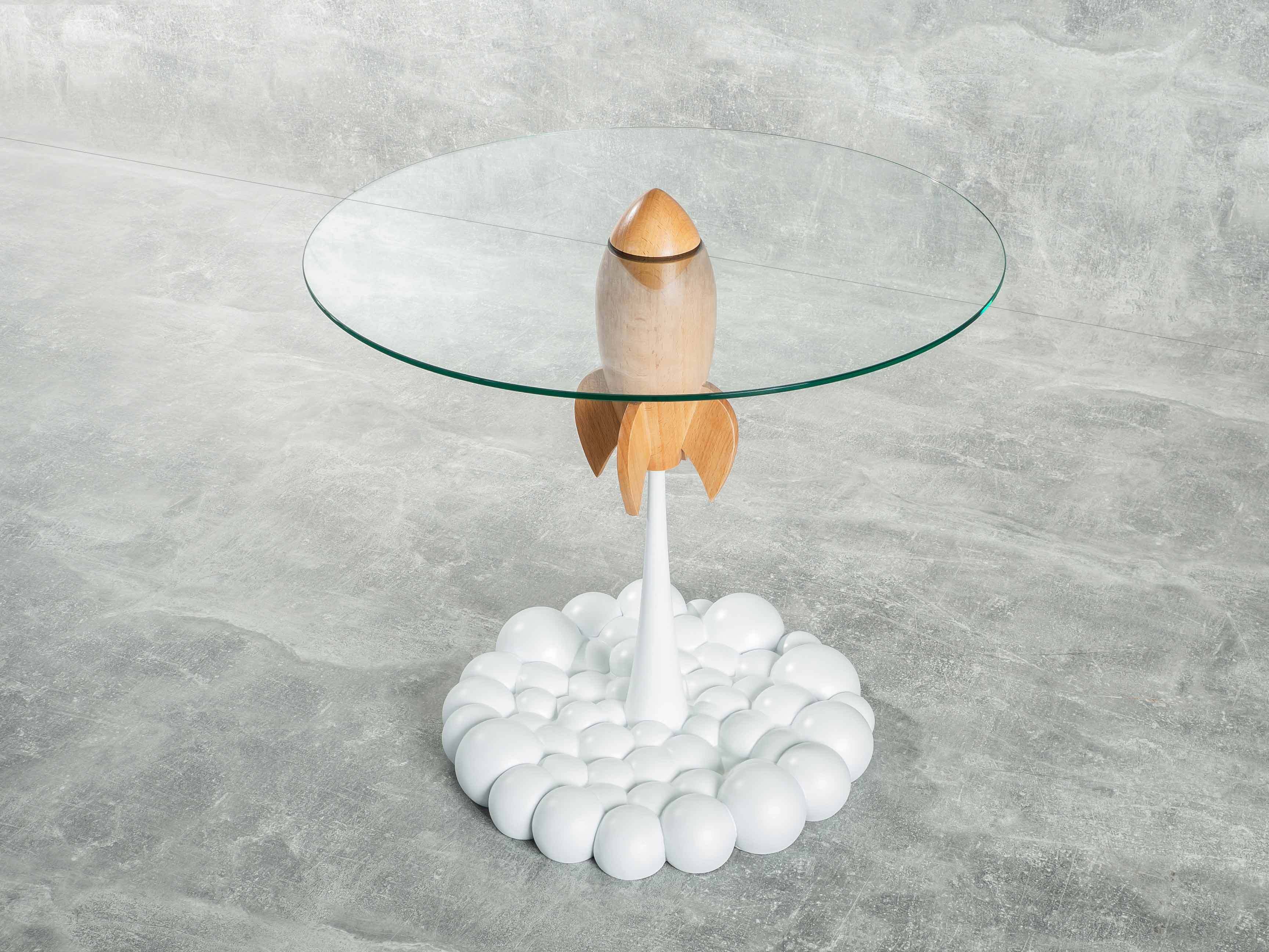 Стеклянный круглый журнальный столик LO Contemporary SINGLE ROCKET ARCH-00090106