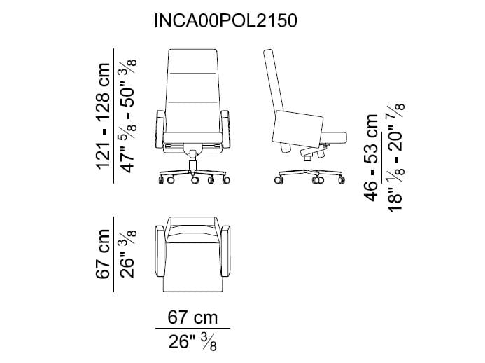 Кожаное вращающееся офисное кресло с высокой спинкой i 4 Mariani Inca ARCH-00031603 - Вид №6