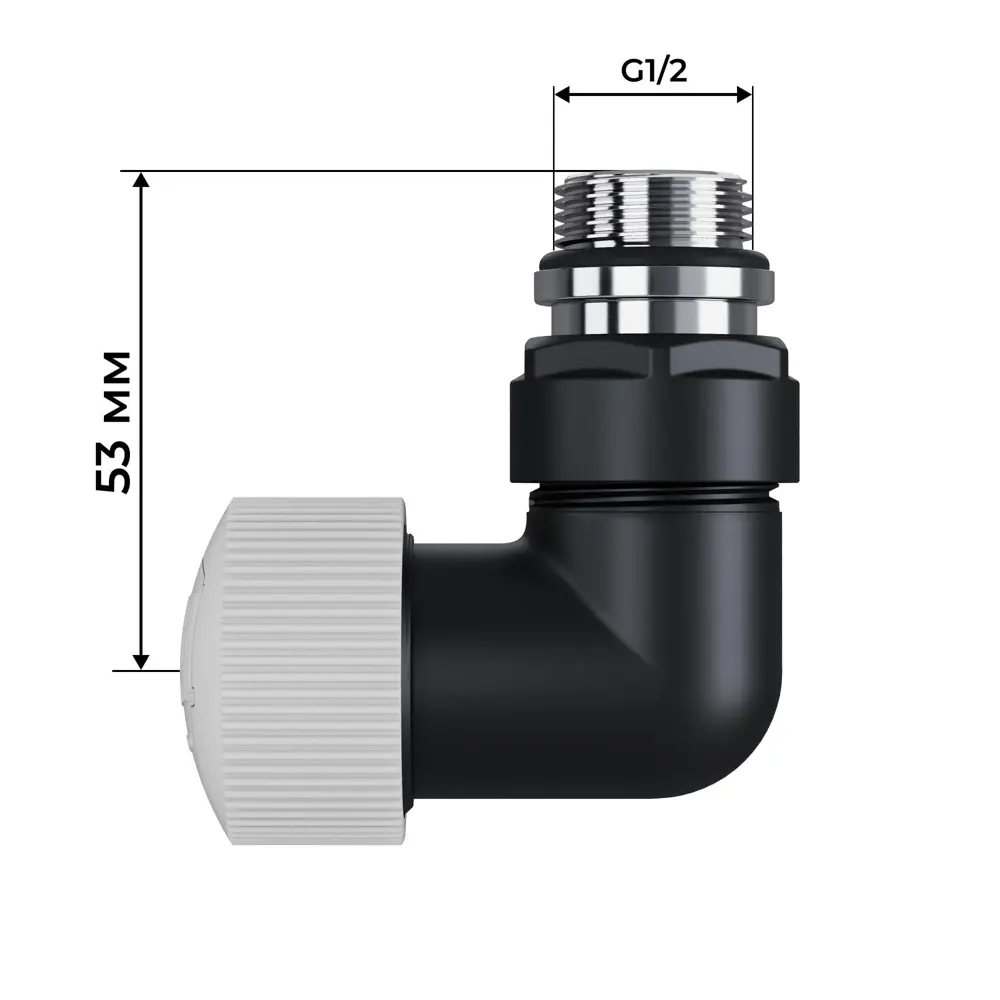 Термостатический комплект для радиатора трехосевой Royal Thermo Design Pro 1/2" латунь цвет черный STLM-2058372 - Вид №4