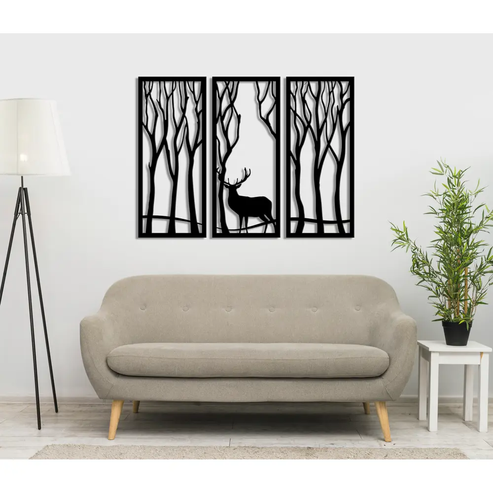 Панно декоративное Лось в лесу МДФ 25x59 см черное Santreyd STLM-2006278 - Вид №1