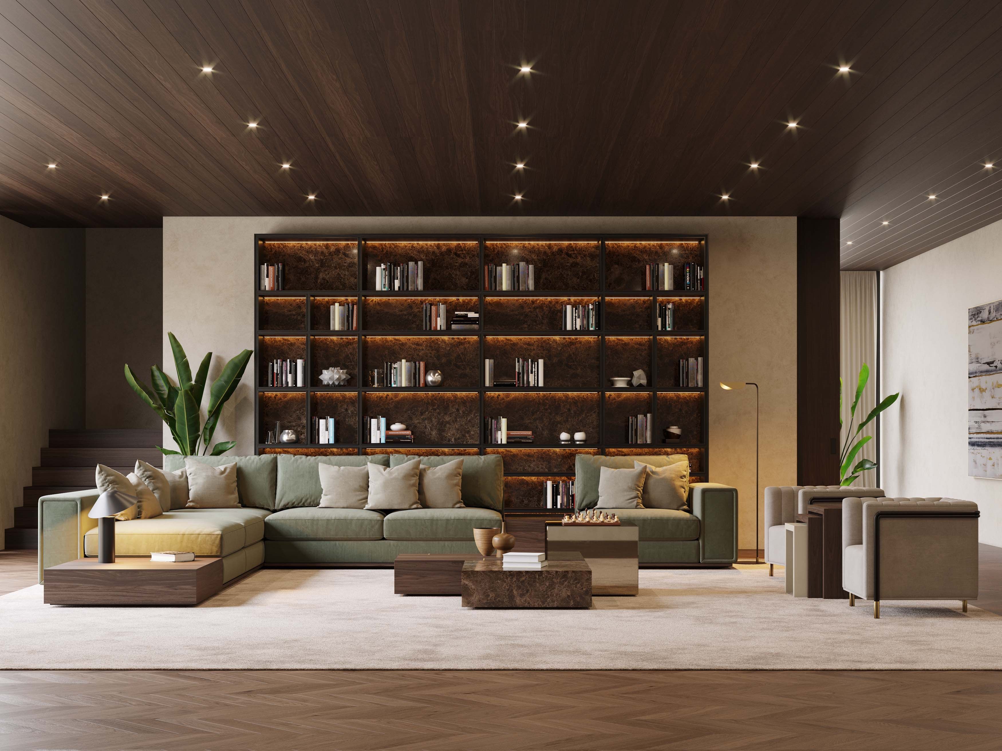 Низкий журнальный столик из дерева, мрамора и стекла Stylish Club Fortune ARCH-00009437 - Вид №1