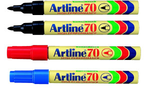 16307028 Набор перманентных заправляемых промышленных маркеров 4 шт, 2-чёрных, 1-красный, 1-синий EK70-C4 Artline