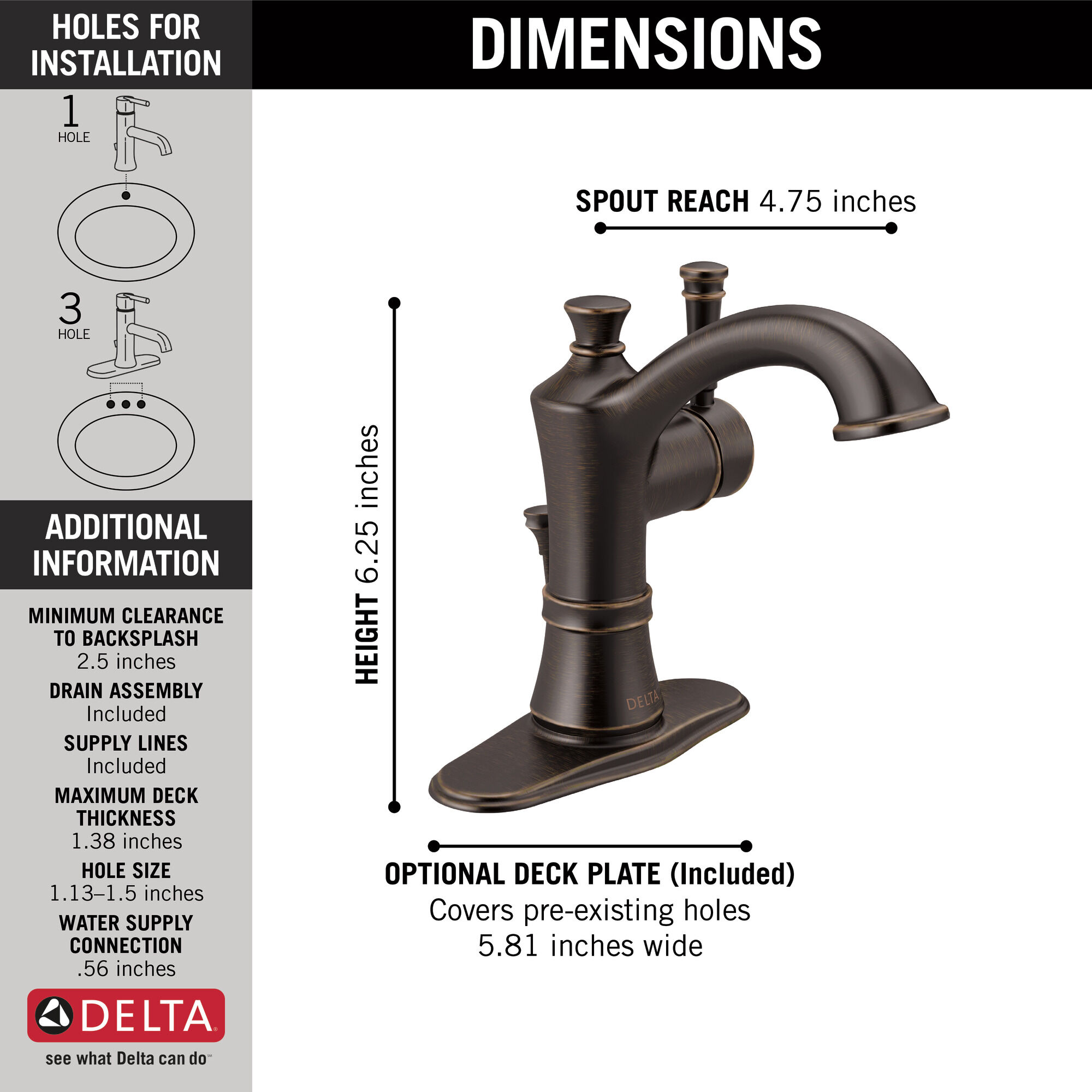 15757LF-RB Смеситель Centerset с одной ручкой Delta Faucet Valdosta Венецианская бронза  - Вид №1