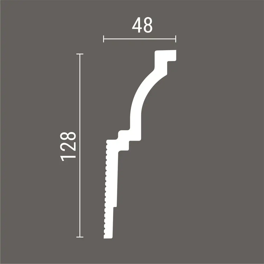 Плинтус потолочный полистирол для натяжного потолка Дизайн белый 48x128x2000 мм 89364734 STLM-2116640 Santreyd  - Вид №1